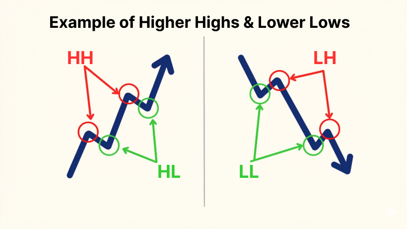 Example of Higher Highs and Lower Lows