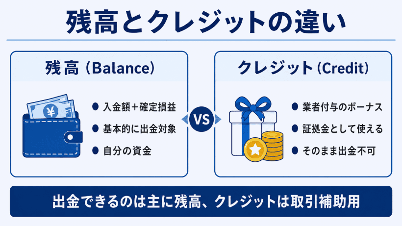 海外FXの残高とクレジットボーナスの仕組みを比較図解