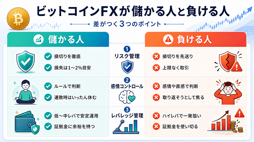 ビットコインFXの勝敗を分ける3つのポイント