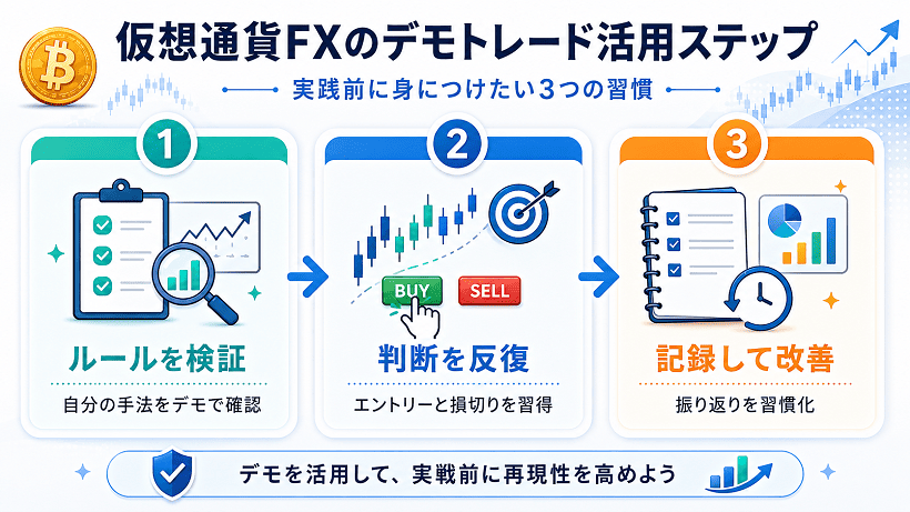 仮想通貨FXデモトレード活用3ステップ