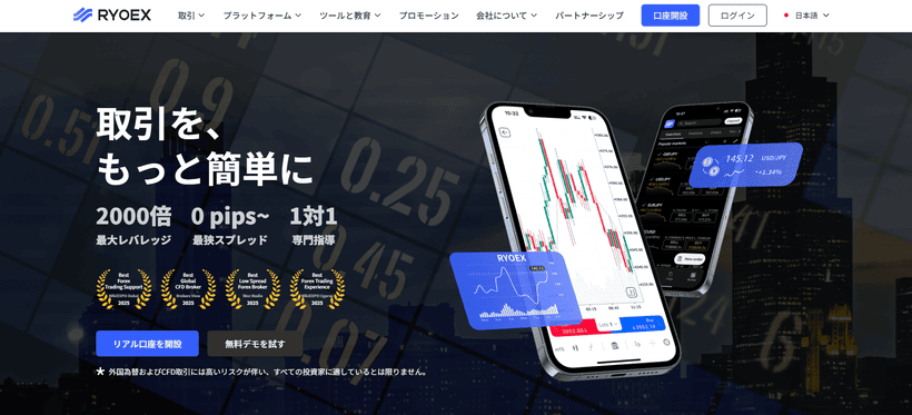 仮想通貨FX業者RYOEXの公式サイト