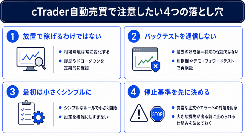 cTrader自動売買で初心者が注意したい4つの落とし穴