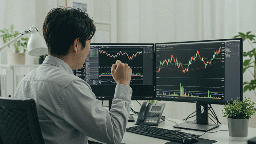 SMAで上昇トレンドと下降トレンドを表示しているチャート例