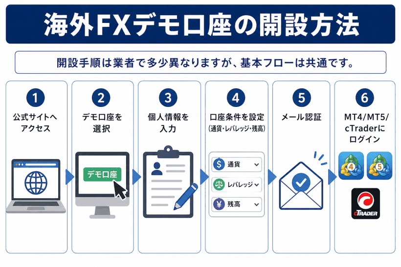 デモ口座を開設する方法の図解