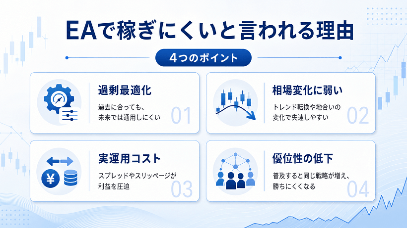 EA自動売買で利益を出しにくい主な理由を解説した画像