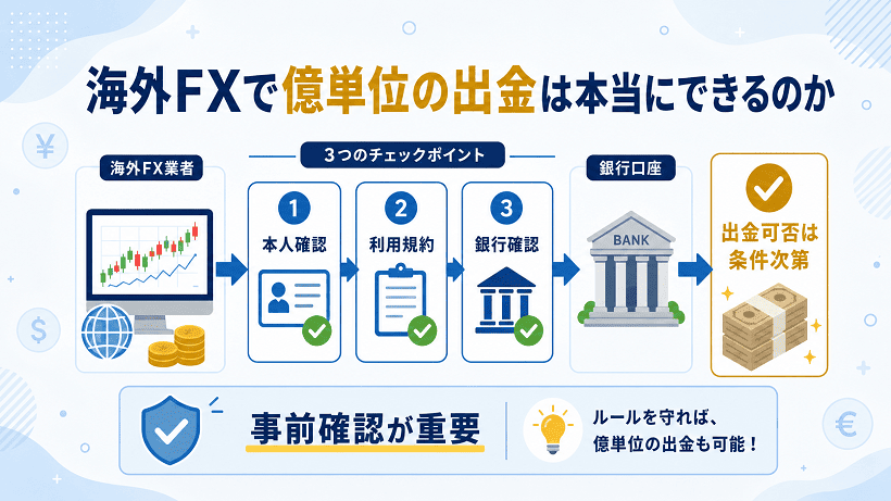 海外FXで億単位の出金は可能かを解説した結論図