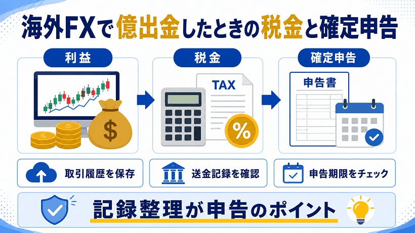 海外FXで億出金する際の税金申告のポイント