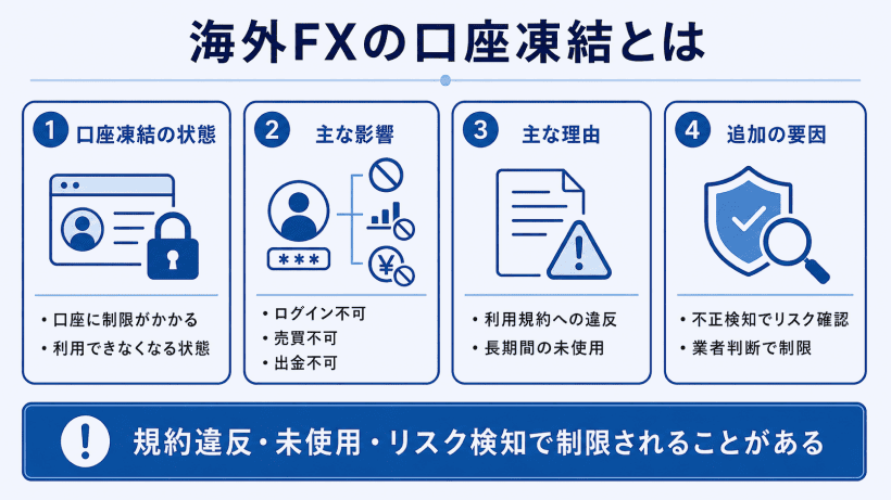 海外FXの口座凍結の基本知識をまとめる図