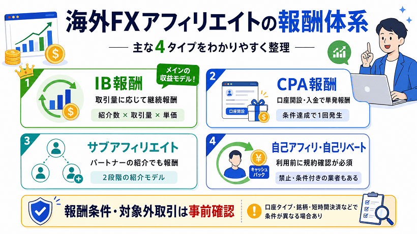 海外FXアフィリエイトの4つの報酬タイプ