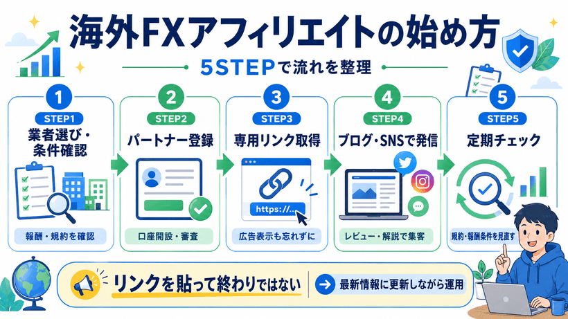 海外FXアフィリエイトを始める5ステップ
