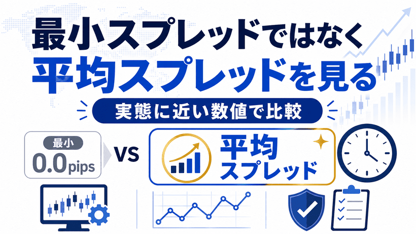 FX口座を選ぶ際に平均的なスプレッドを見るポイントを解説する画像
