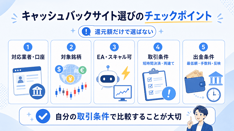 海外FXキャッシュバックサイト選びのまとめ