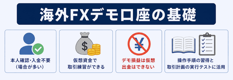 海外FXのデモ口座の基本仕組み（図解）
