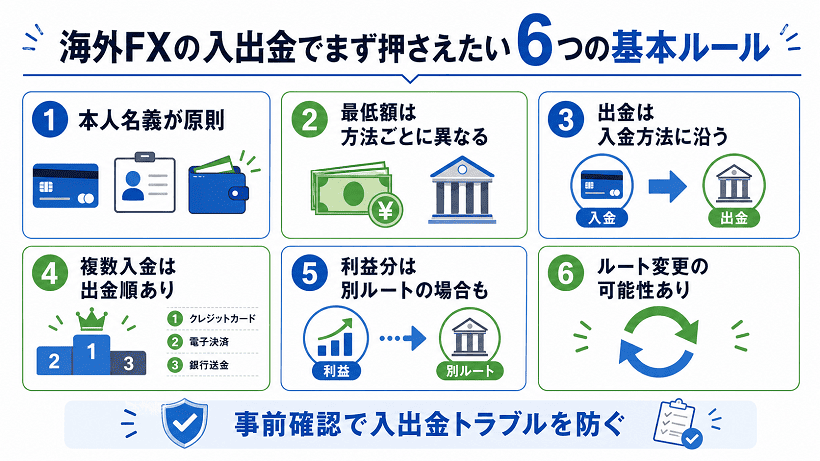 海外FXの入出金で押さえたい6つの基本ルール