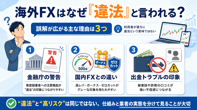 海外FXが違法と言われる3つの理由