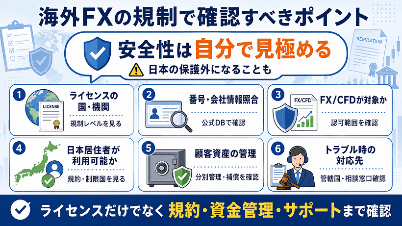 海外FXの規制で確認すべき6つのポイント
