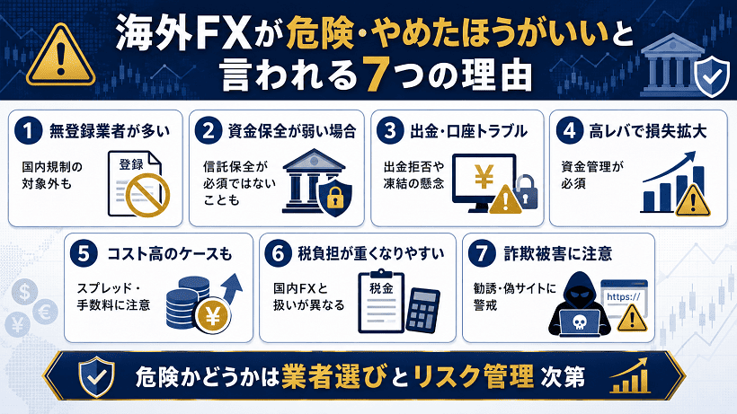 海外FXが危険・やめとけと言われる7つの理由
