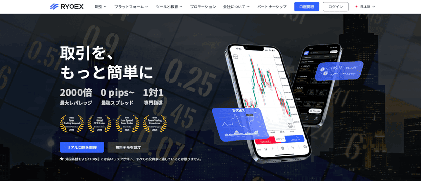 海外FX業者RYOEXの公式サイト
