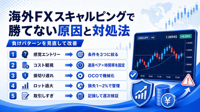 海外FXスキャルピングで負けやすい原因と改善策を整理した図