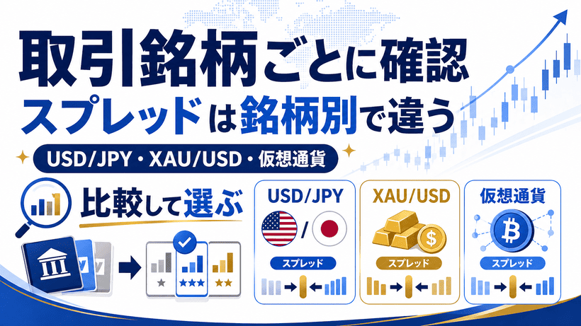 取引銘柄ごとにスプレッドを確認するポイントを解説する画像