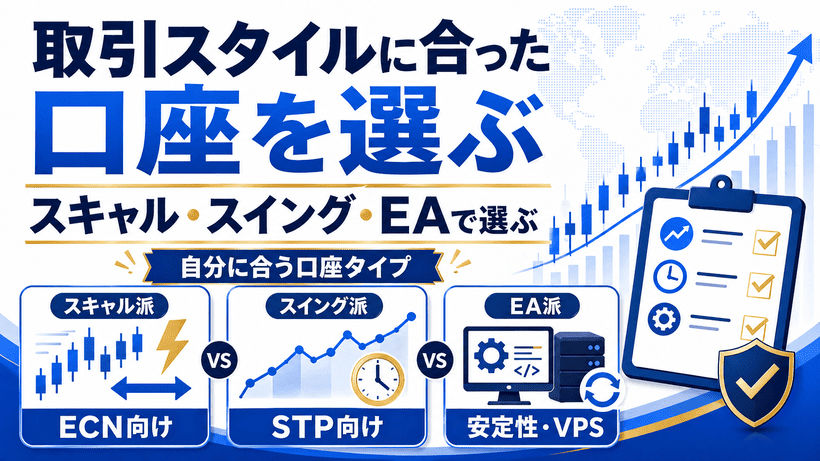 自分の取引スタイルに合う口座タイプを選ぶポイントを解説する画像