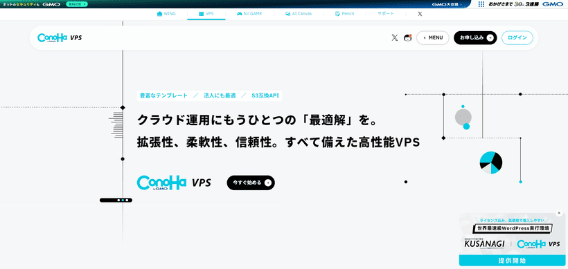 有料VPS業者ConoHaの公式サイト