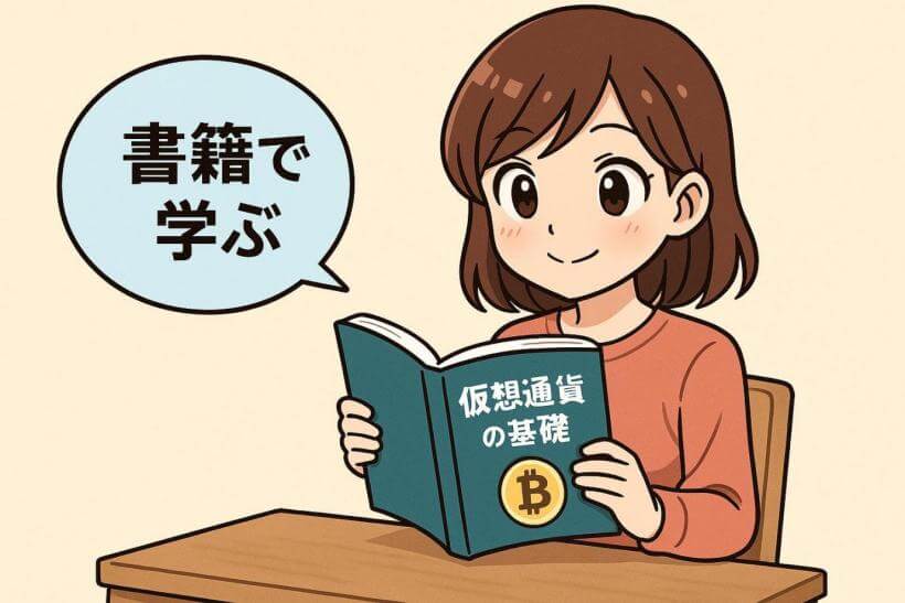 仮想通貨の本を読んでいる女性