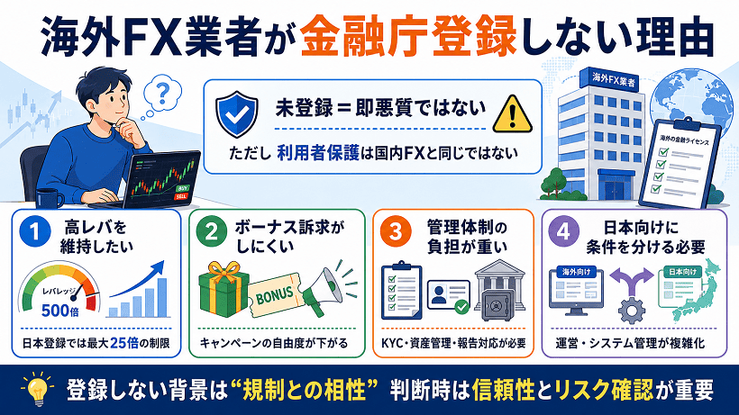 海外FX業者が日本の金融庁に登録しない4つの理由
