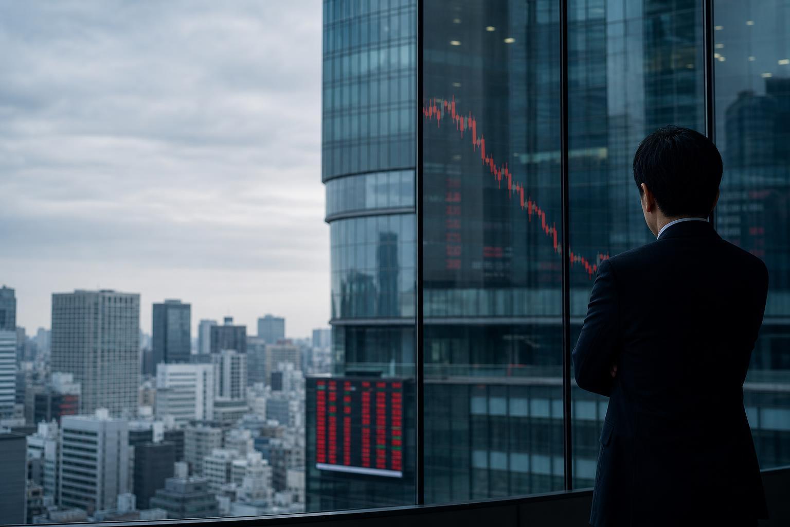 日経平均、最高値後に反落　利益確定売りで1300円安