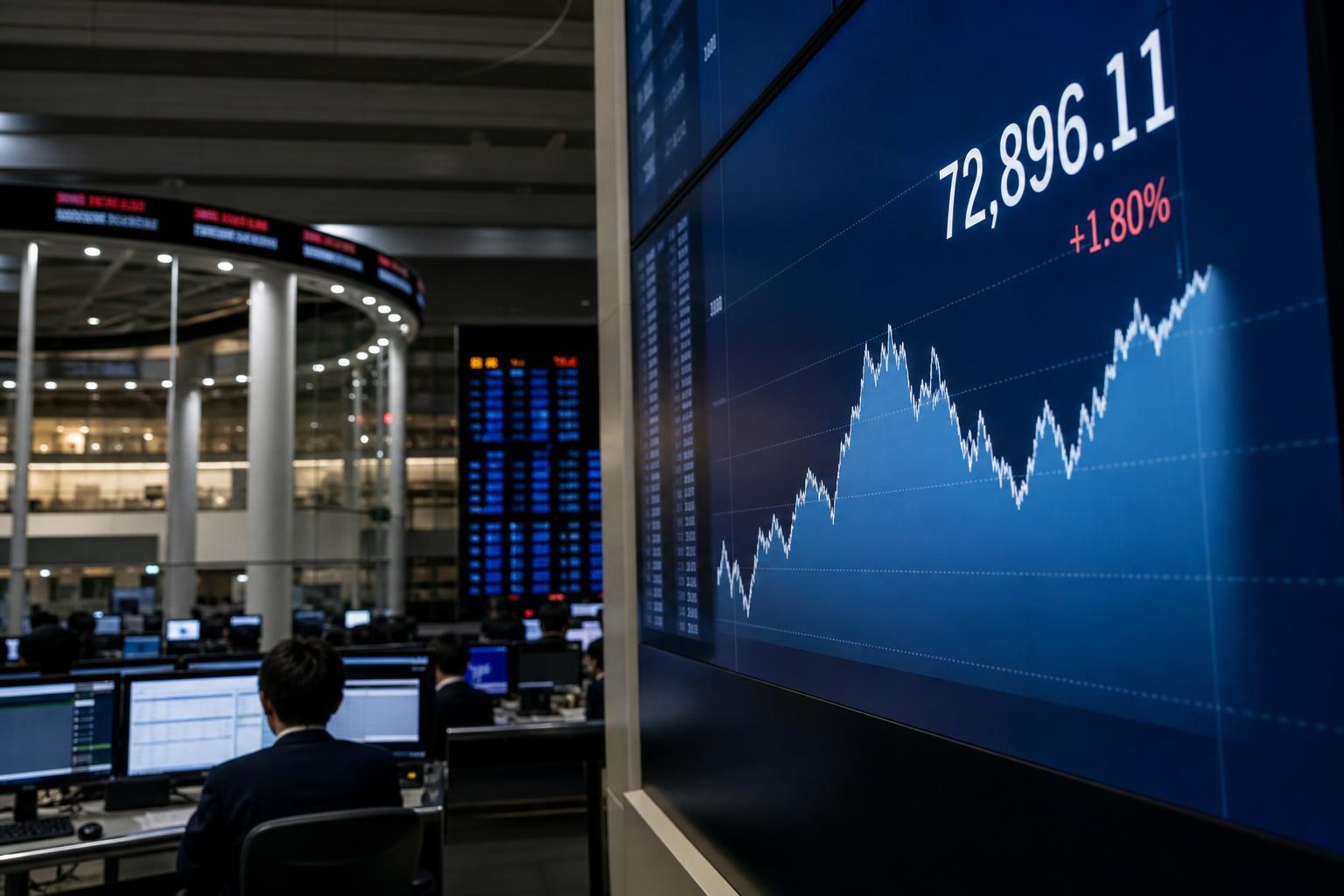 日経平均が一時7万2000円台、AI・半導体株が主導