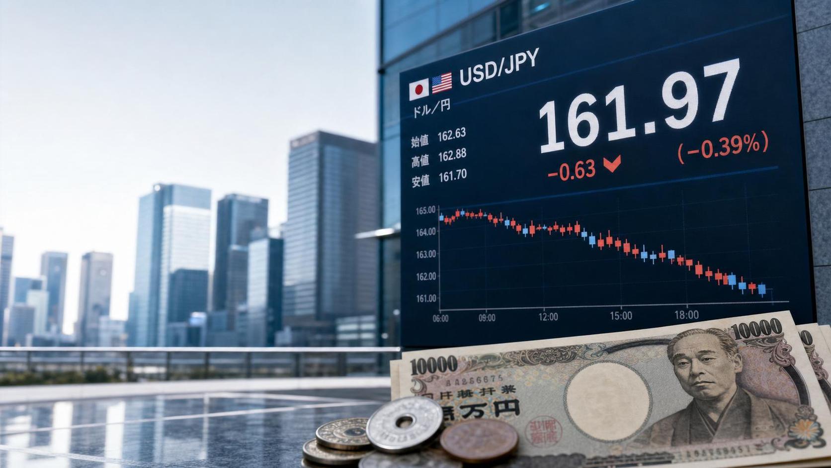 Yên rơi xuống quanh 161 yên 97 yên đổi 1 đô la, mức thấp nhất trong 39 năm rưỡi