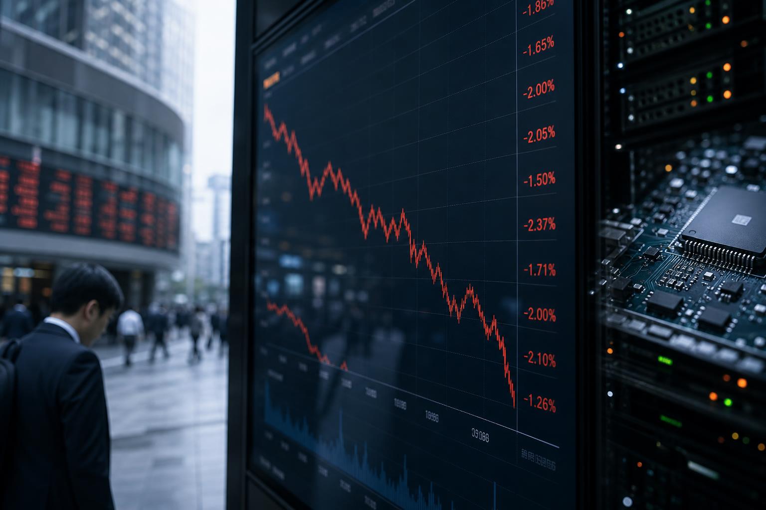 日経平均が大幅反落、AI・半導体株に売り