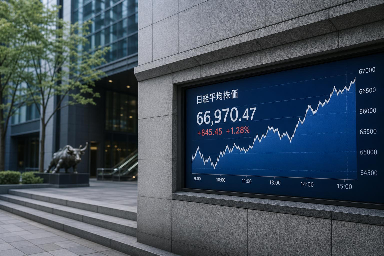 日経平均が反発、米利下げ観測とリクルート高で6万6970円