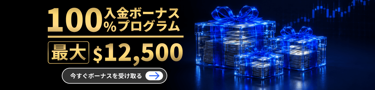 RYOEX 100％入金ボーナスプログラム 最大12,500ドル